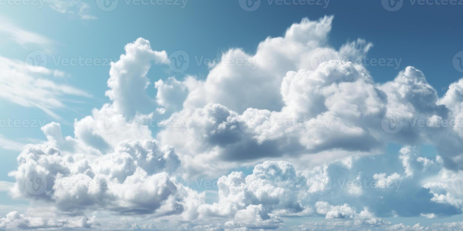 Blue sky with cloud background, Cloudy sky for summer time. Generative