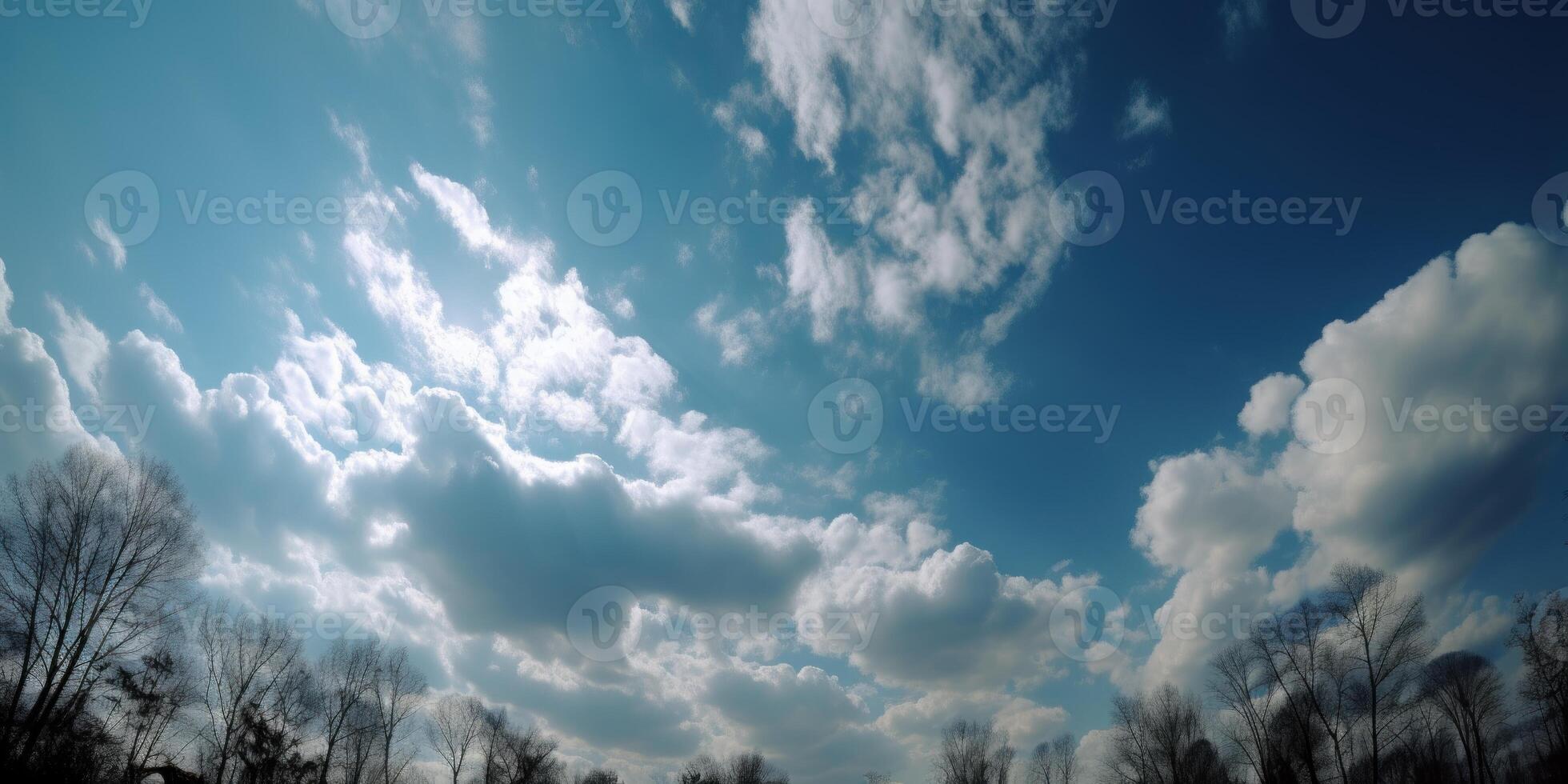 azul cielo con nube fondo, nublado cielo para verano tiempo. generativo ai foto