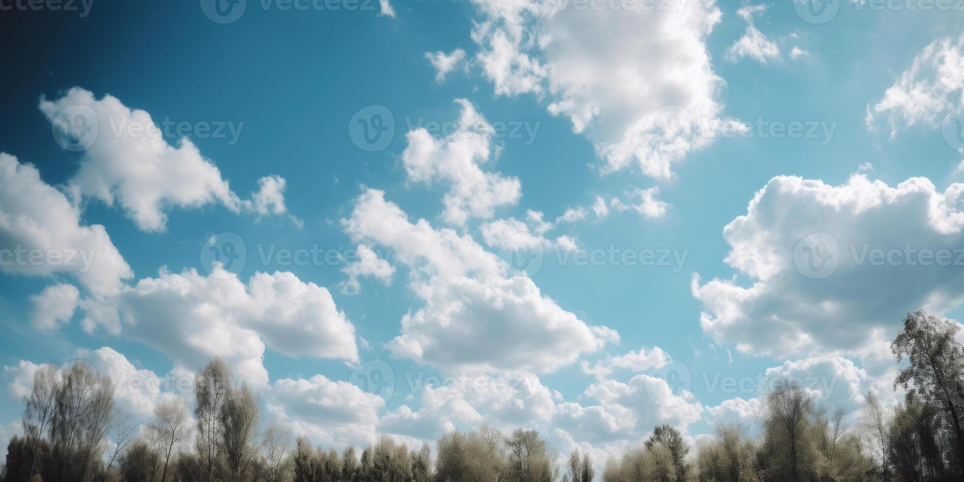 azul cielo con nube fondo, nublado cielo para verano tiempo. generativo ai foto