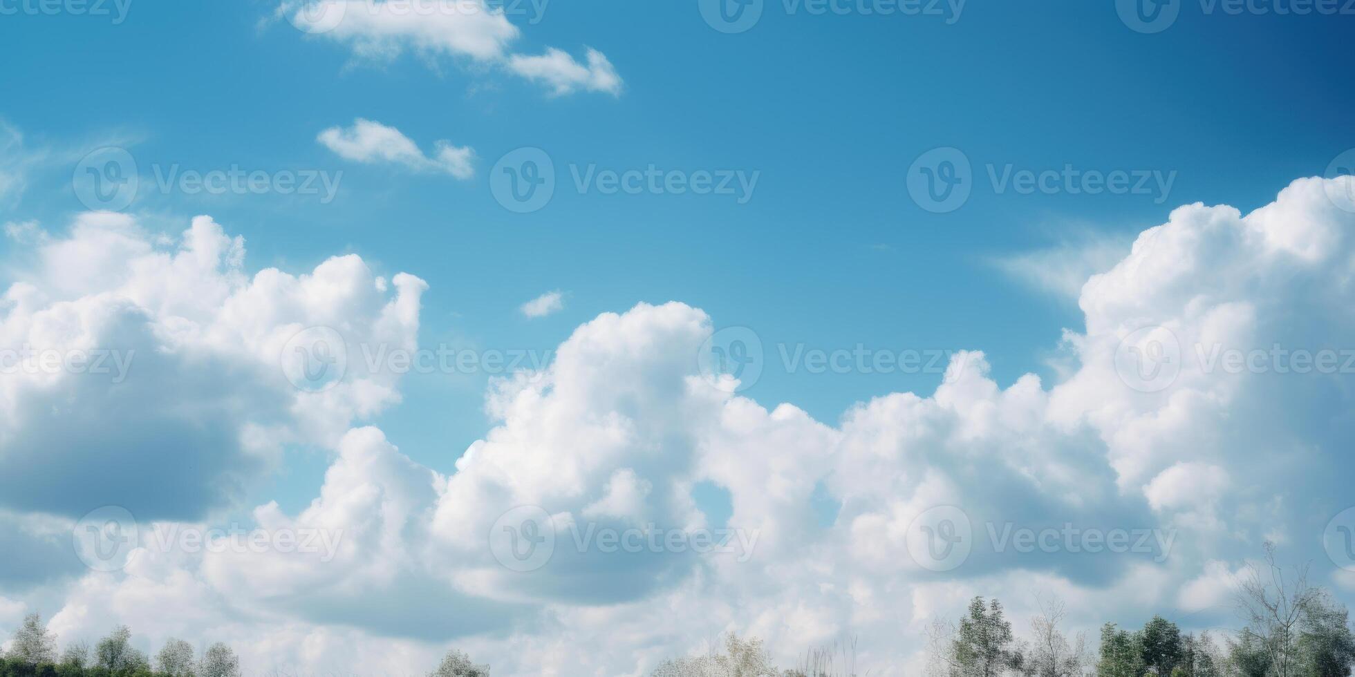 azul cielo con nube fondo, nublado cielo para verano tiempo. generativo ai foto