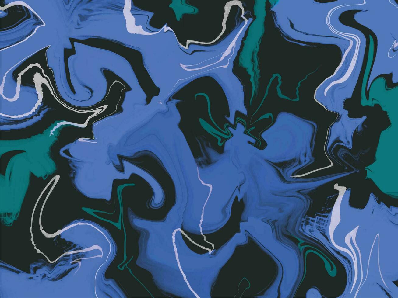 Abstract swirling blue, black, white, and green colored oil paint aquarelle liquid isolated on horizontal template vector