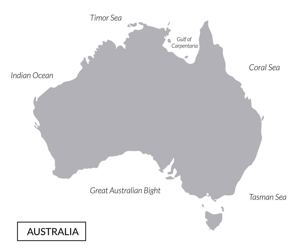 Australia map, grey map vector