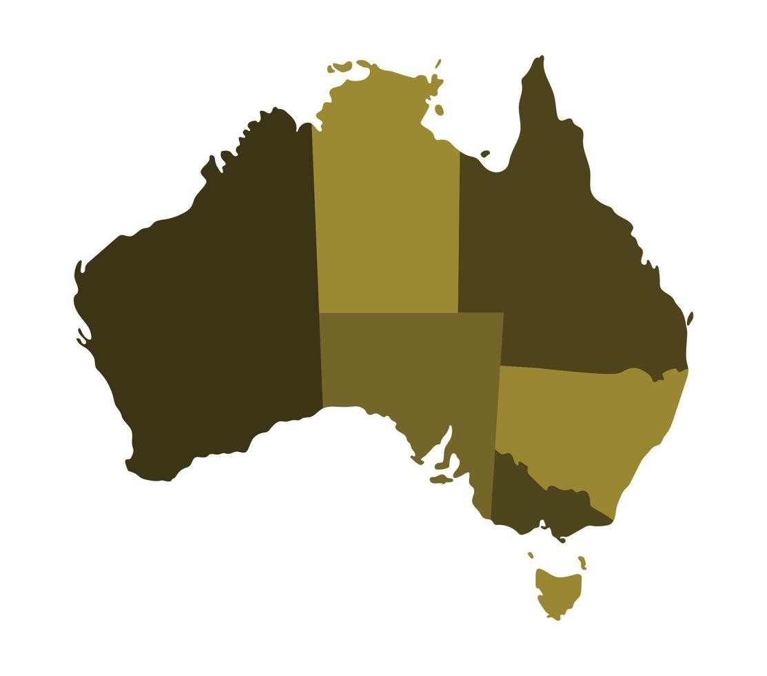 Australia map, yellowregions map vector