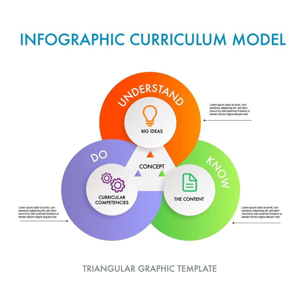 plan de estudios modelo infografía modelo gráfico Tres elementos para negocio márketing estrategia vector