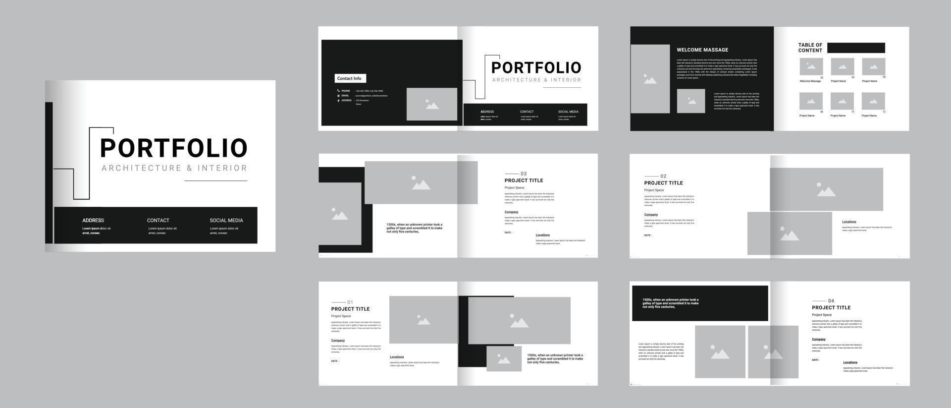 Architecture Portfolio, Professional Portfolio Template vector