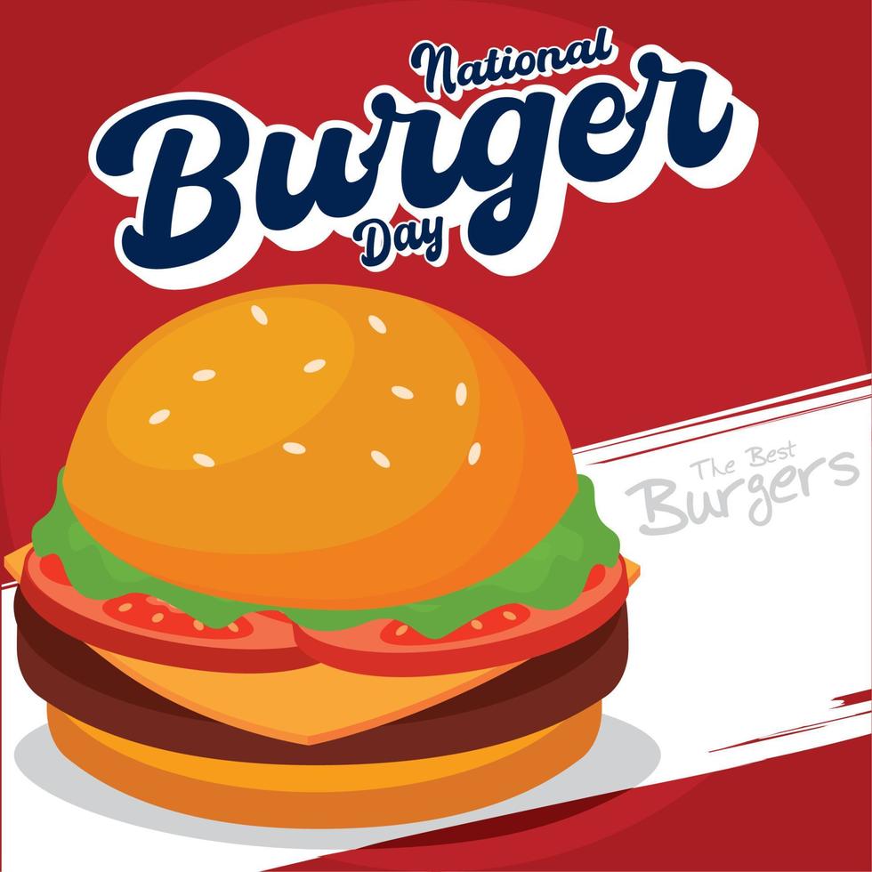 Isolated cartoonish hamburger Colored burger day template Vector illustration