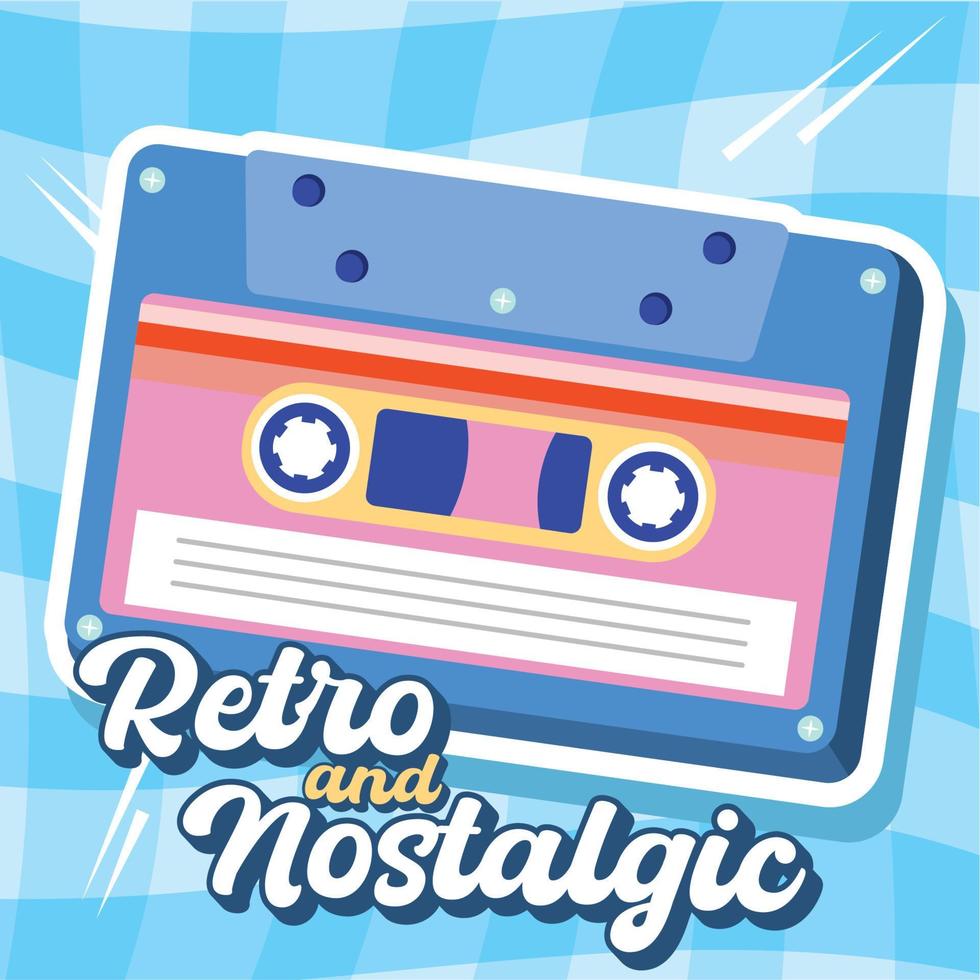 Isolated colored vintage cassette Retro and nostalgic Vector illustration
