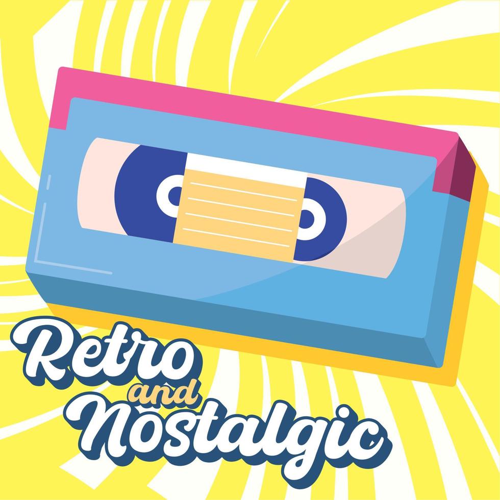 aislado de colores Clásico vhs cinta retro y nostálgico vector ilustración