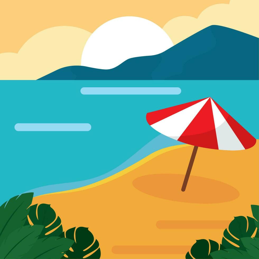 Colored summer landscape flat design Vector illustration