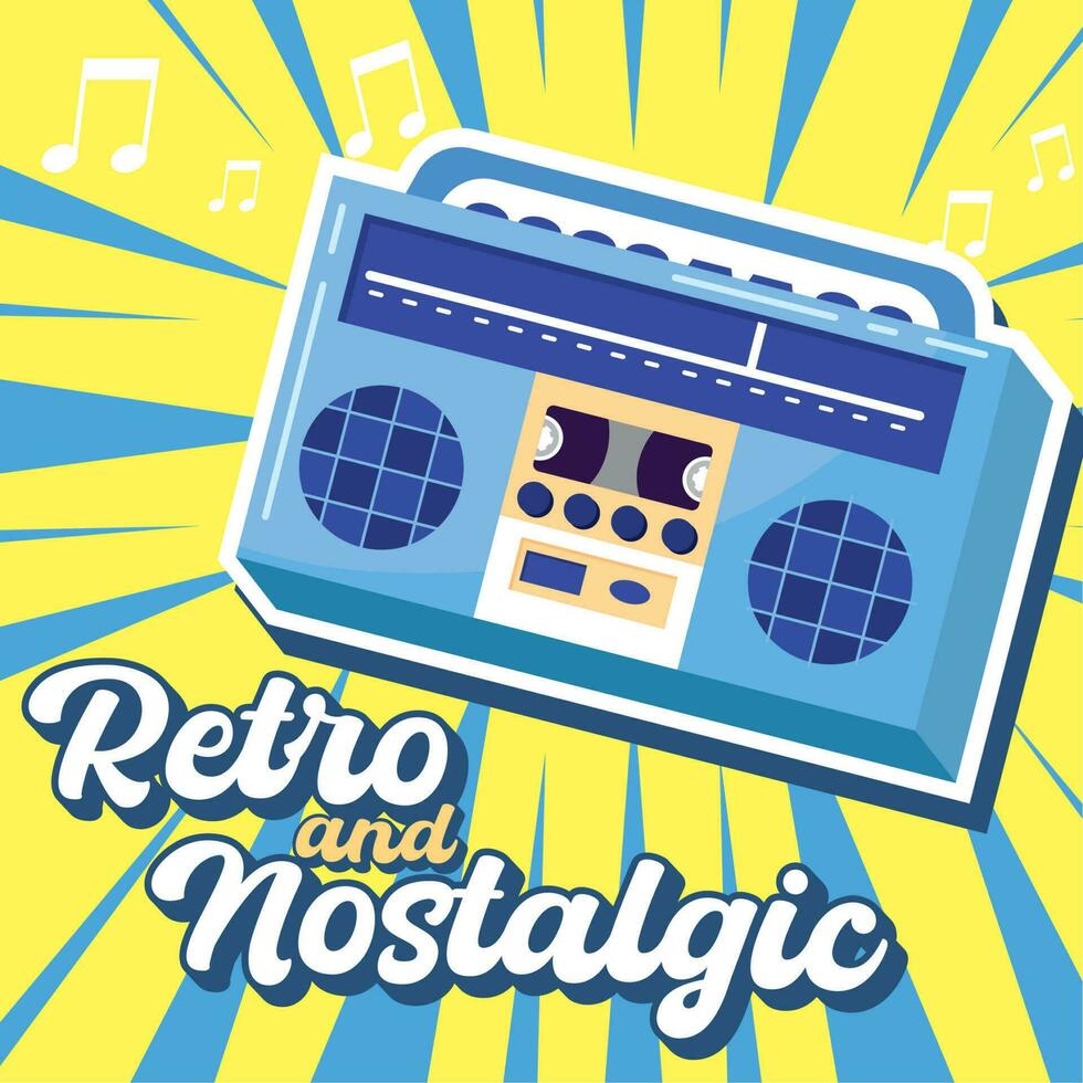 aislado de colores Clásico radio retro y nostálgico vector ilustración