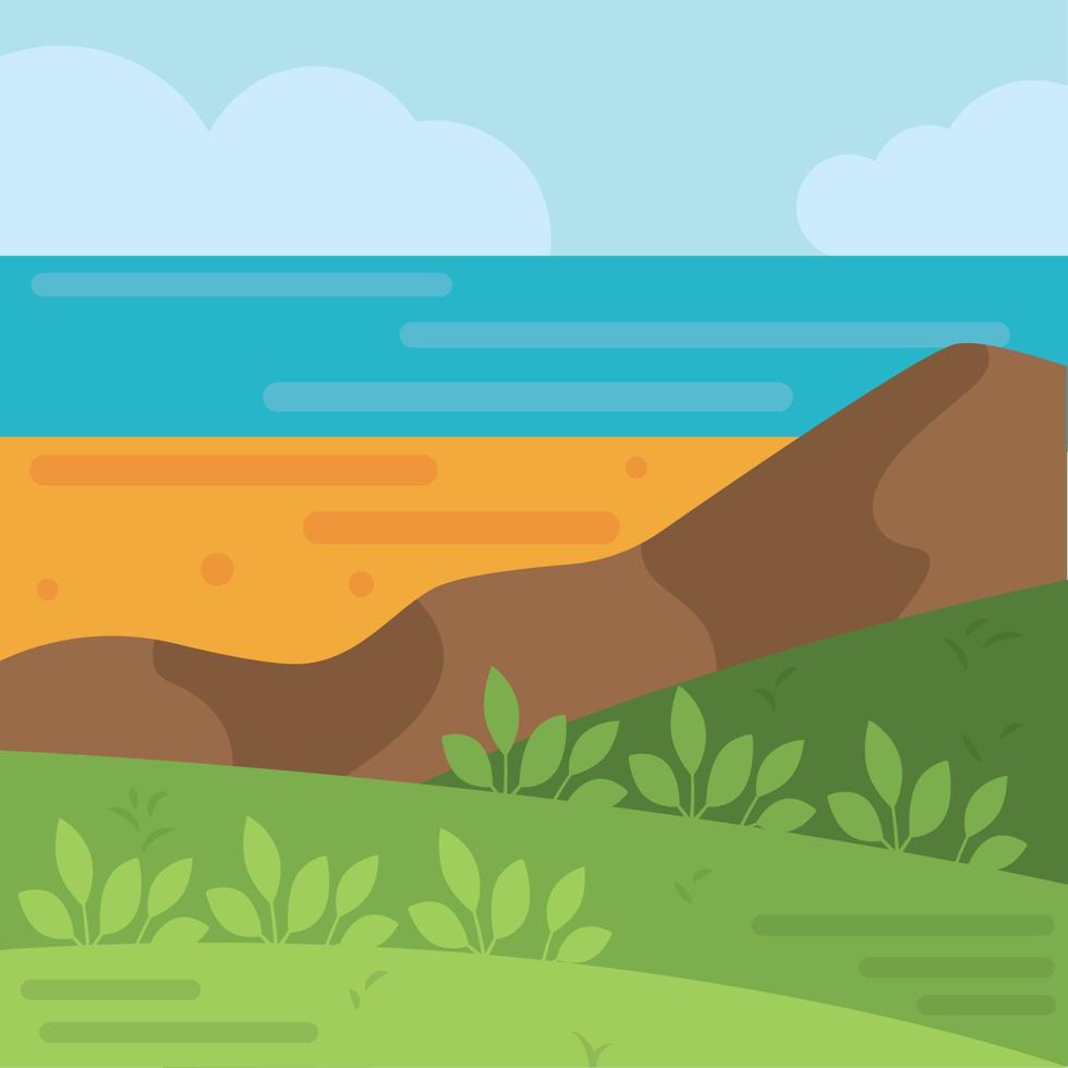 Colored summer landscape flat design Vector illustration