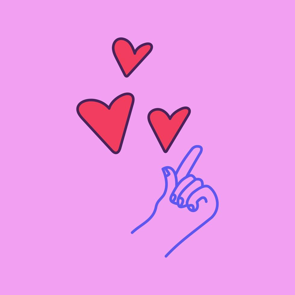 Minimalistic doodle vector hand drawn illustration. Hand with heart