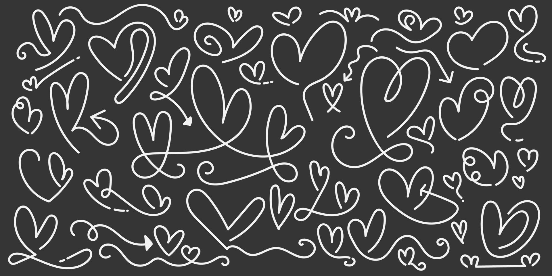 Hand Drawn Heart Collection. Love Doodles Set. Scribble Element. Romantic Illustration Elements for Valentines Day or Mothers Day vector