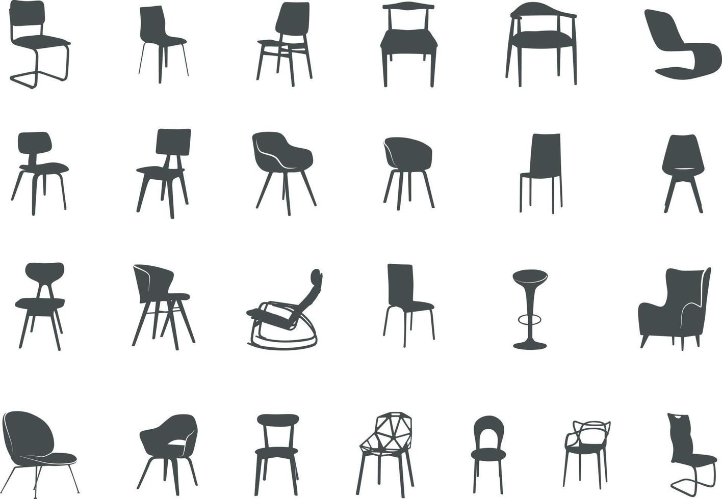 Modern chair silhouettes vector