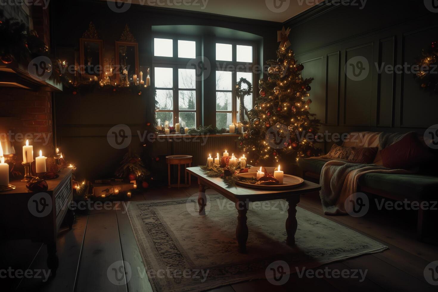 Warm And Festive Space For Christmas Season. Christmas Eve. photo