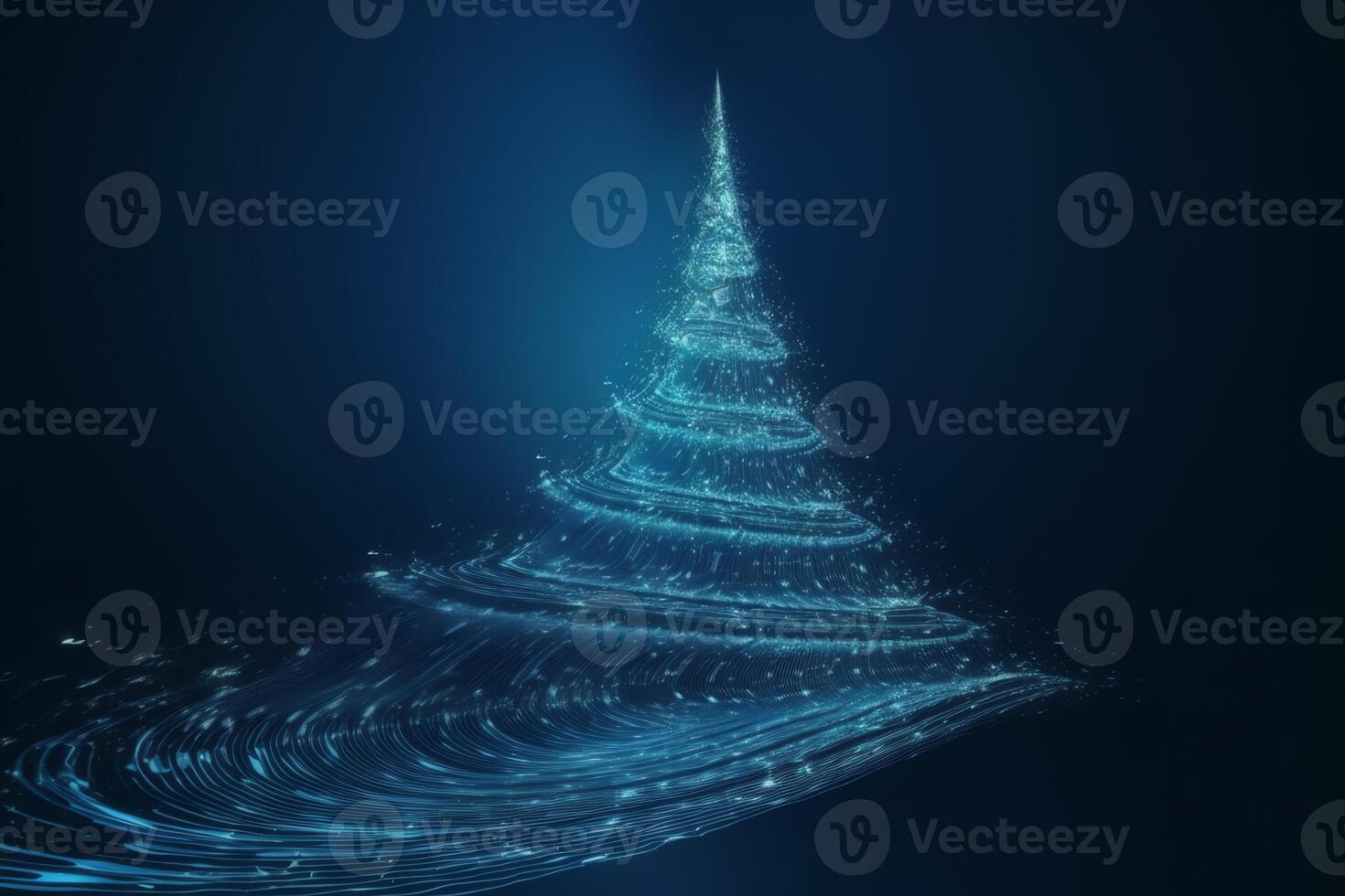 Abstract Christmas Tree On Blue Background. Christmas Eve. photo