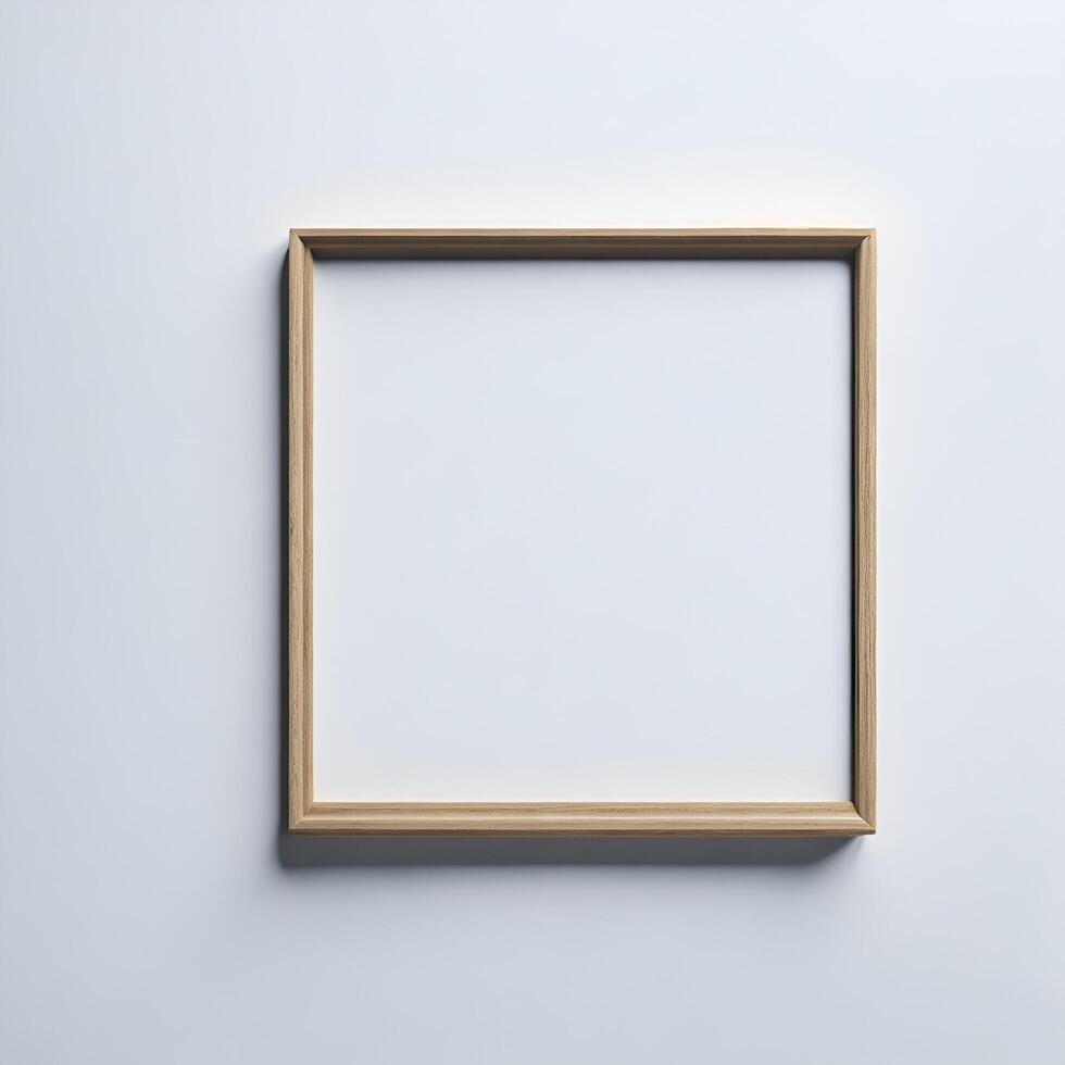 hipster wood square frame mock up with a white background photo