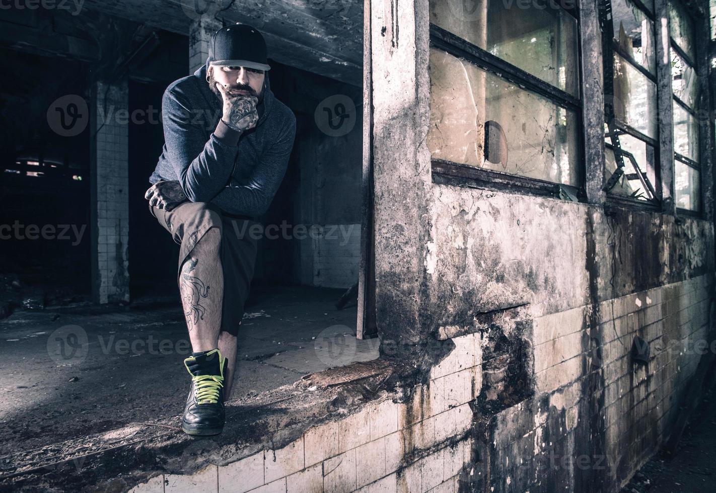 Man portrait in ruins photo