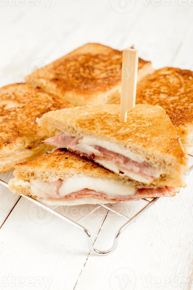 Sandwich with mozzarella and prosciutto photo