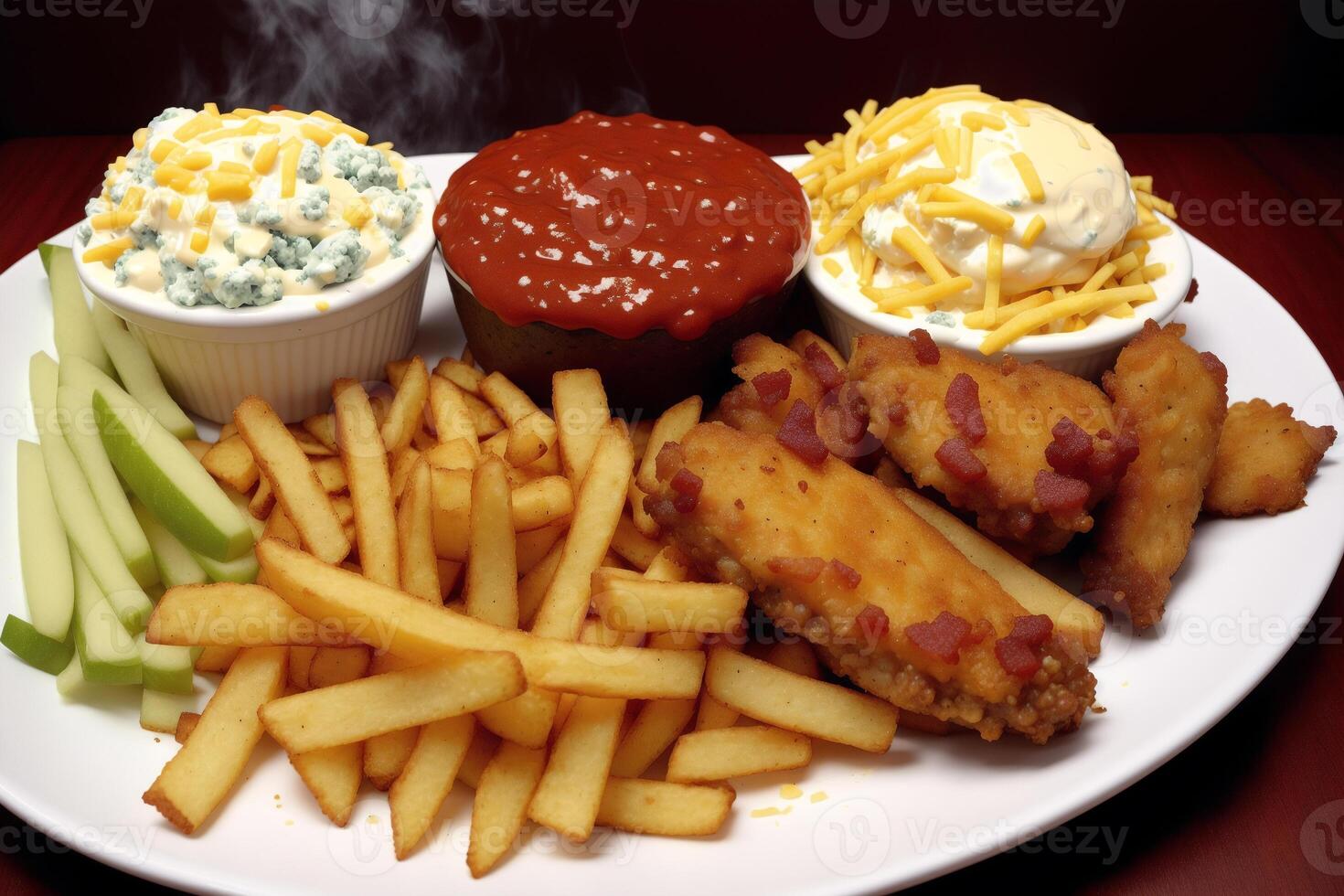 American cuisine. Cheese burger,American cheeseburger with Golden French fries on wooden background. photo