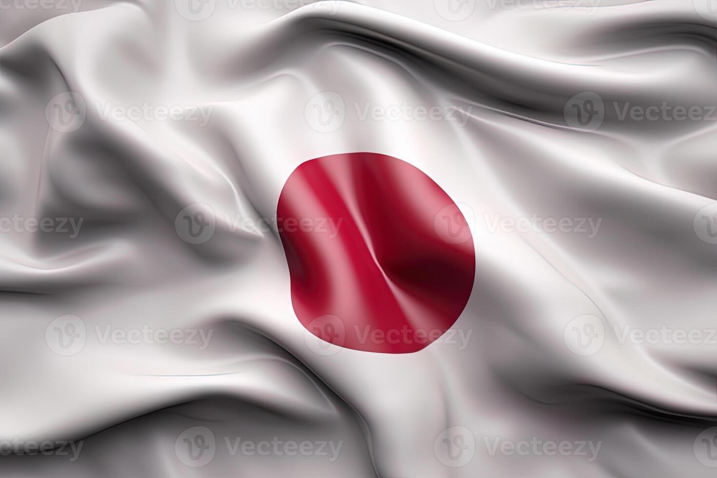 red circle and white background, waving the national flag of Japan, waved a highly detailed close-up. photo