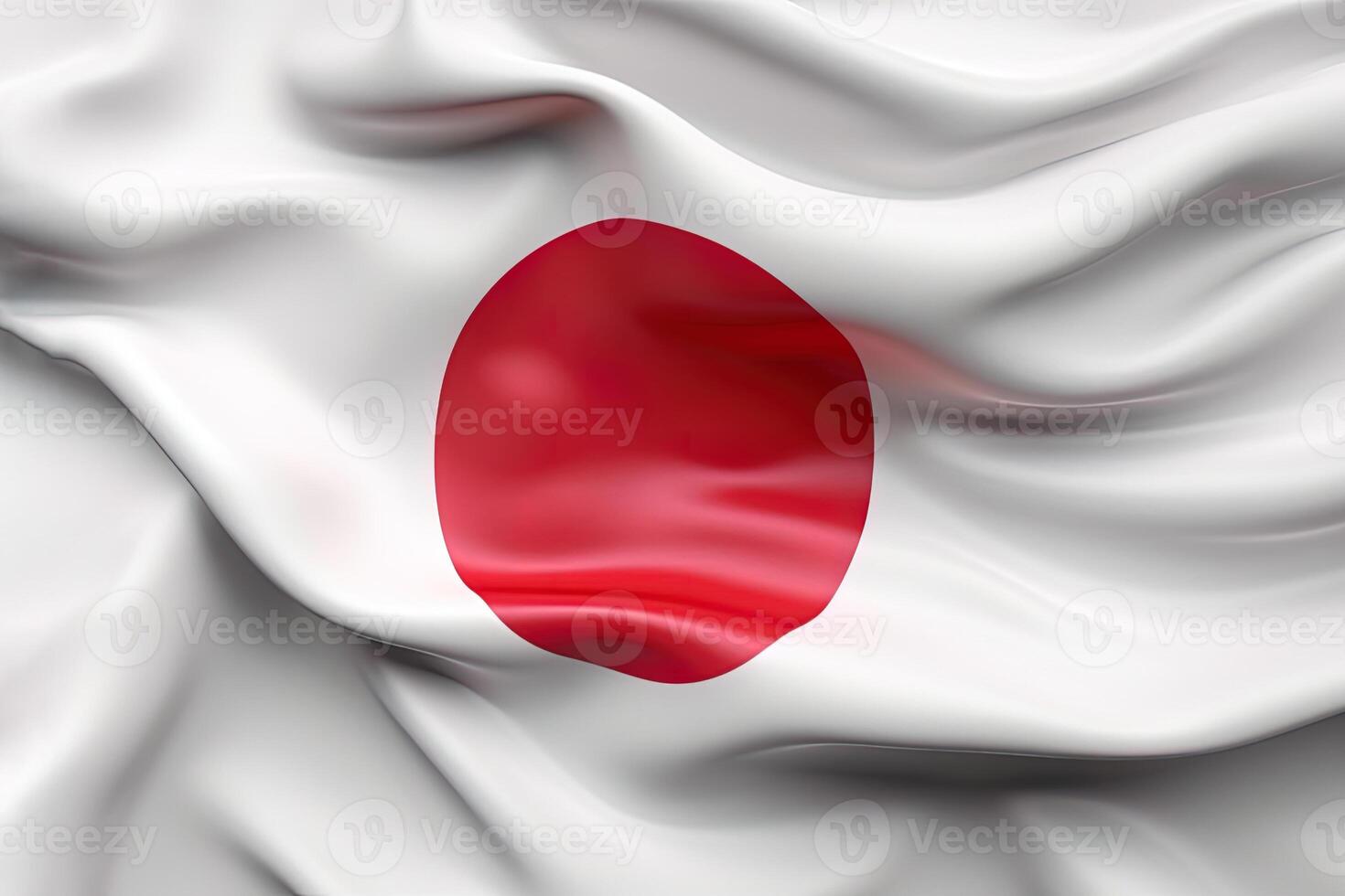 red circle and white background, waving the national flag of Japan, waved a highly detailed close-up. photo