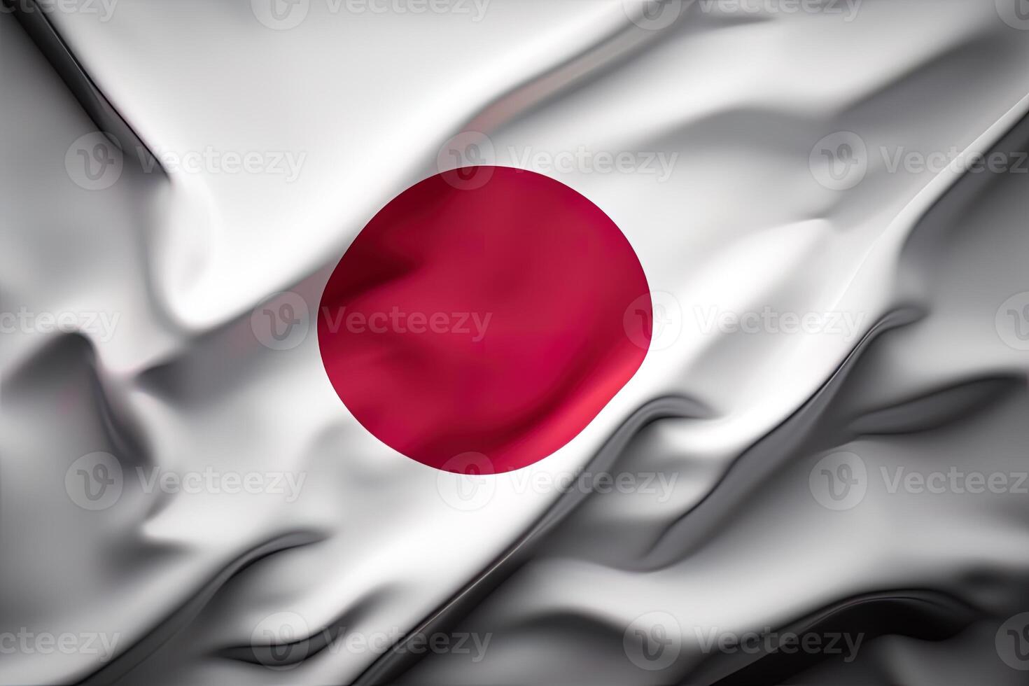 red circle and white background, waving the national flag of Japan, waved a highly detailed close-up. photo