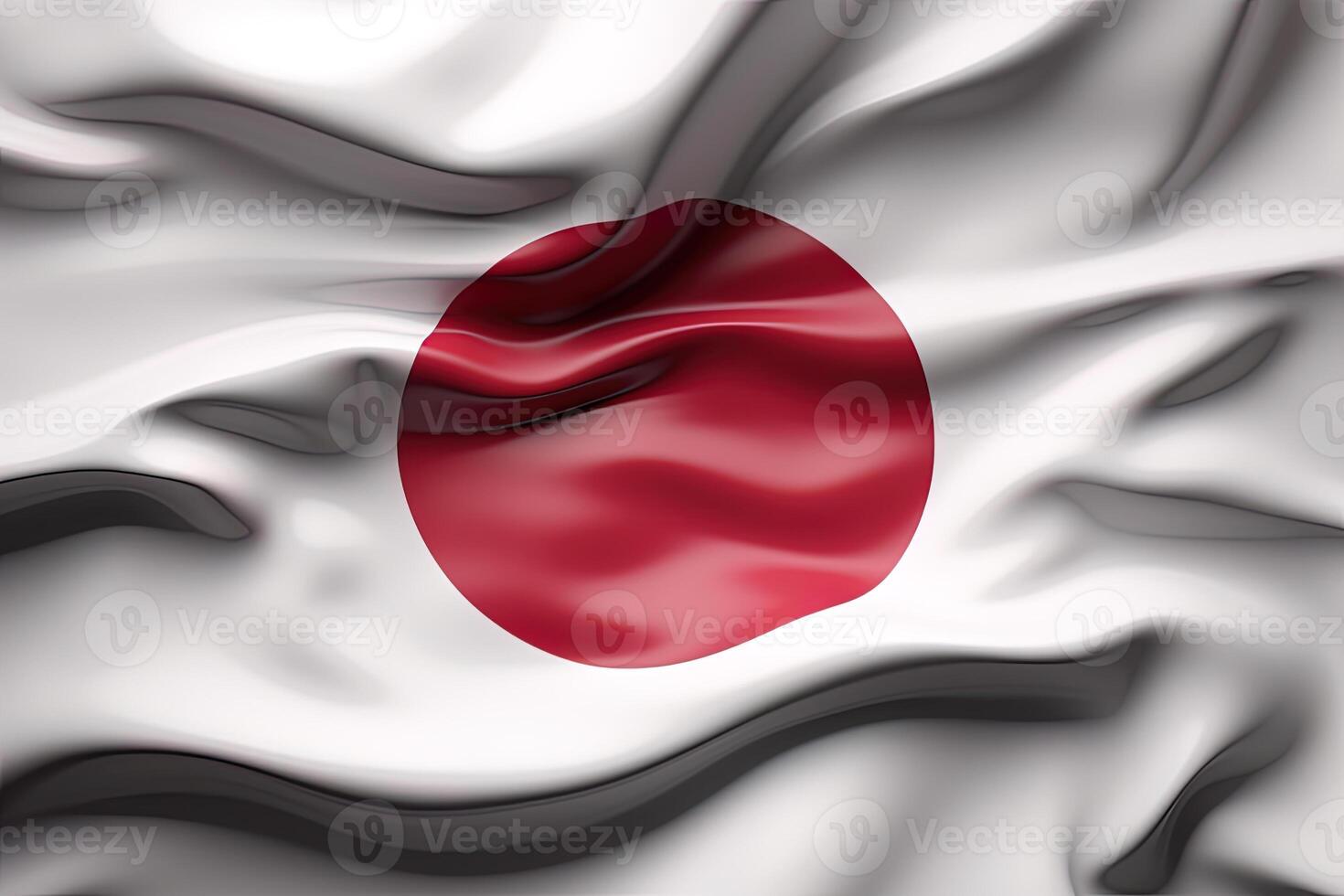 red circle and white background, waving the national flag of Japan, waved a highly detailed close-up. photo