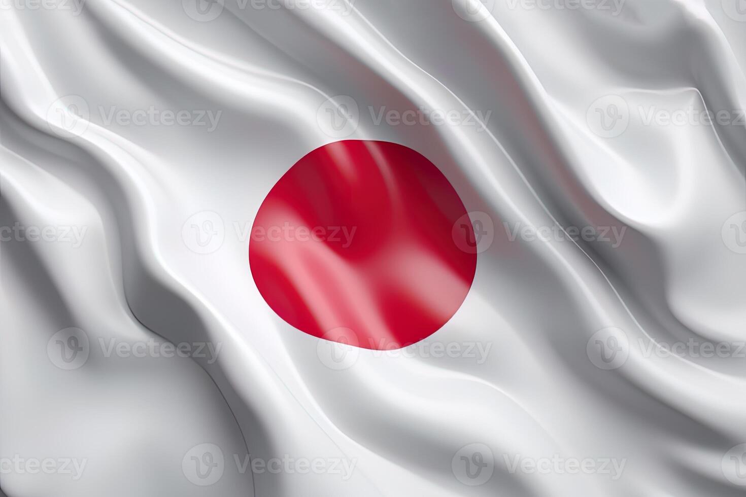 red circle and white background, waving the national flag of Japan, waved a highly detailed close-up. photo