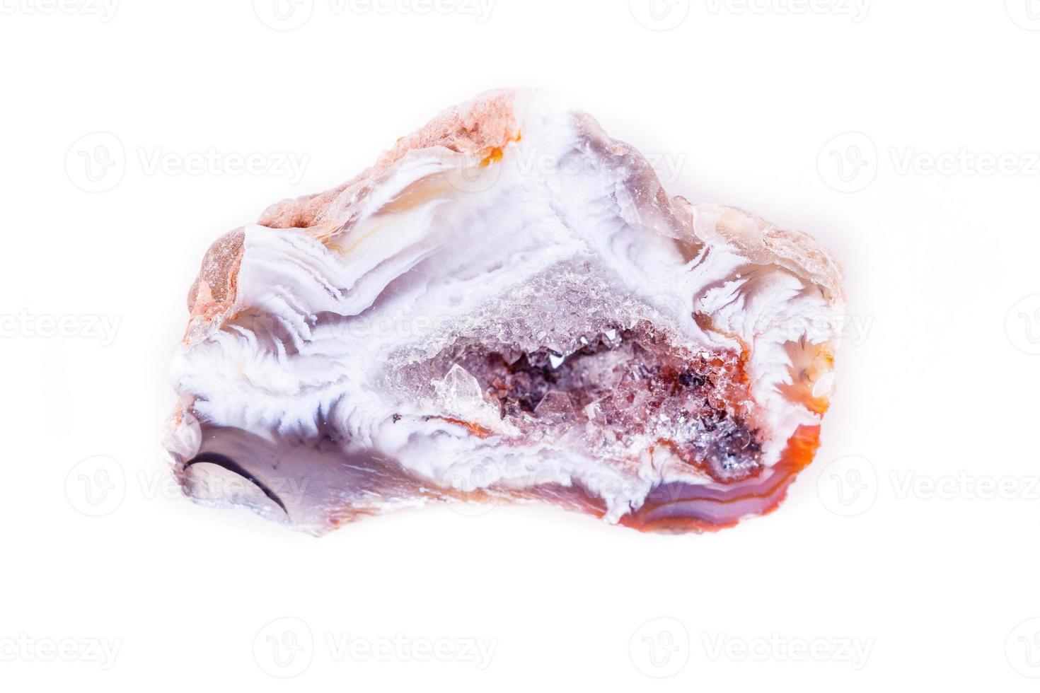 Macro mineral stone agate bud on white background photo