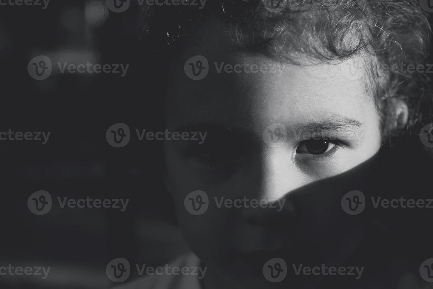 Little girl portrait in black and white photo