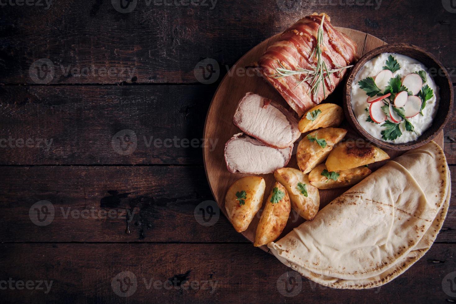 Served rolled meat photo