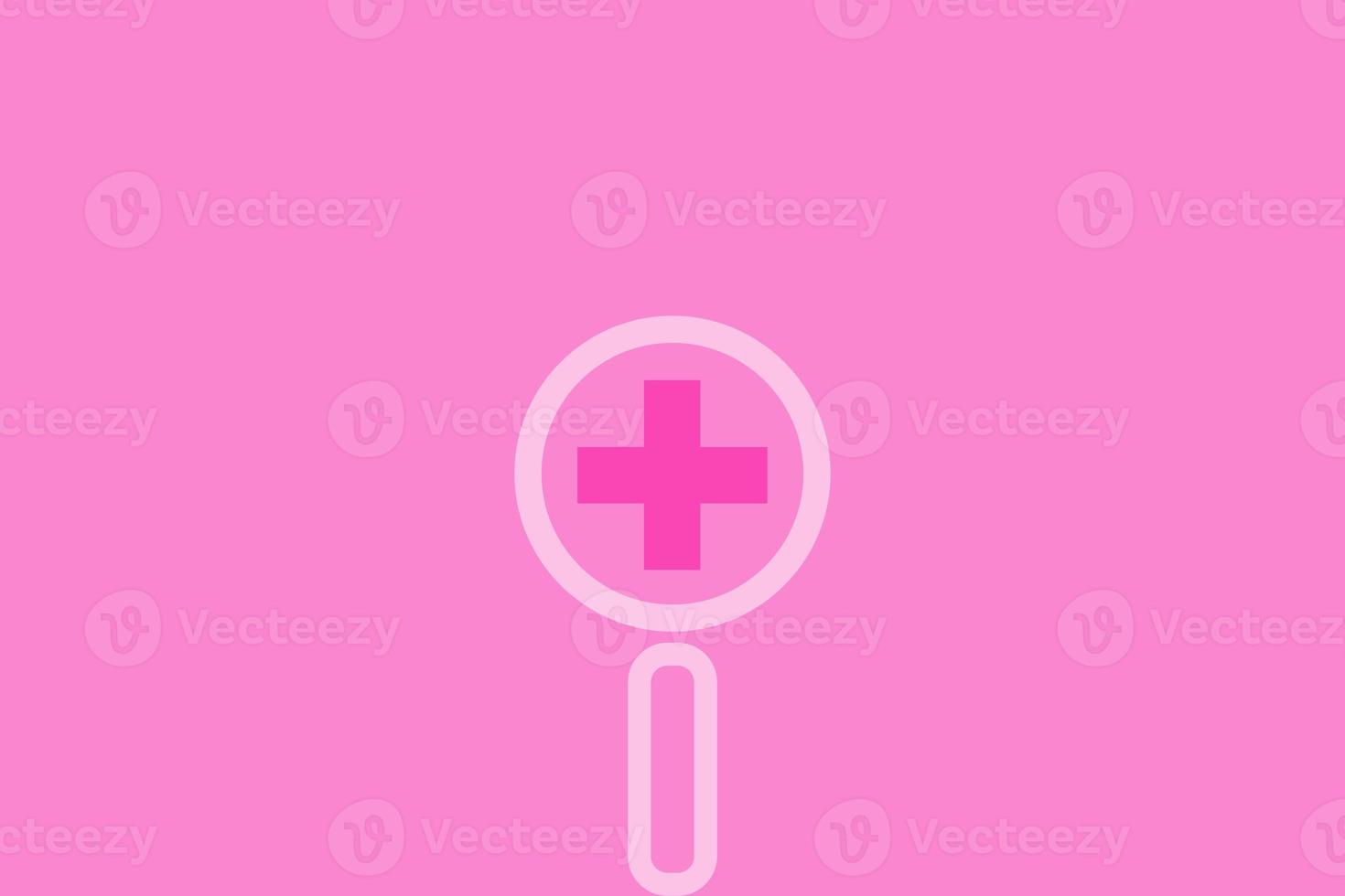 magnifying glass plus sign on pink background photo