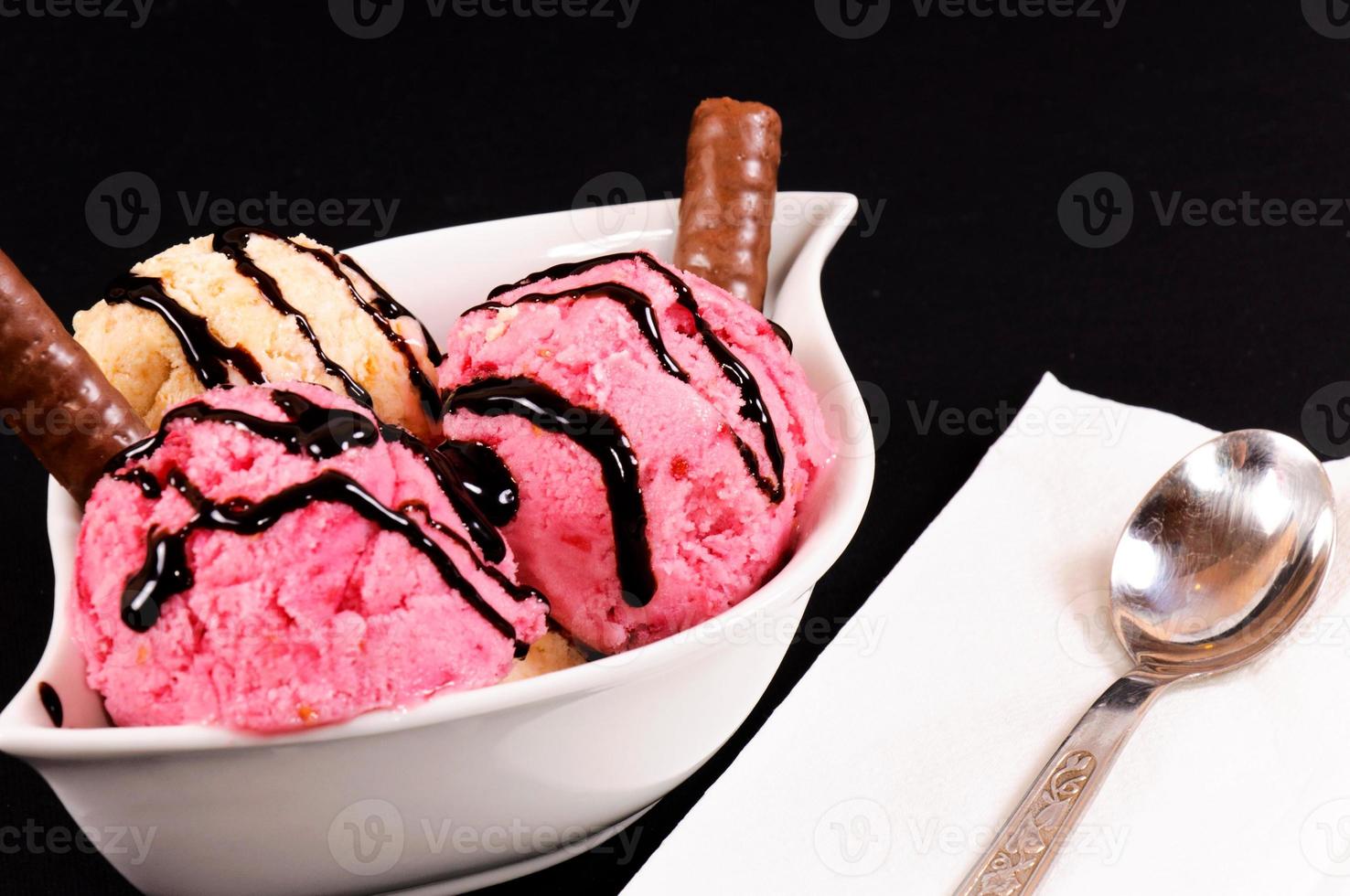 Ice cream on black background photo