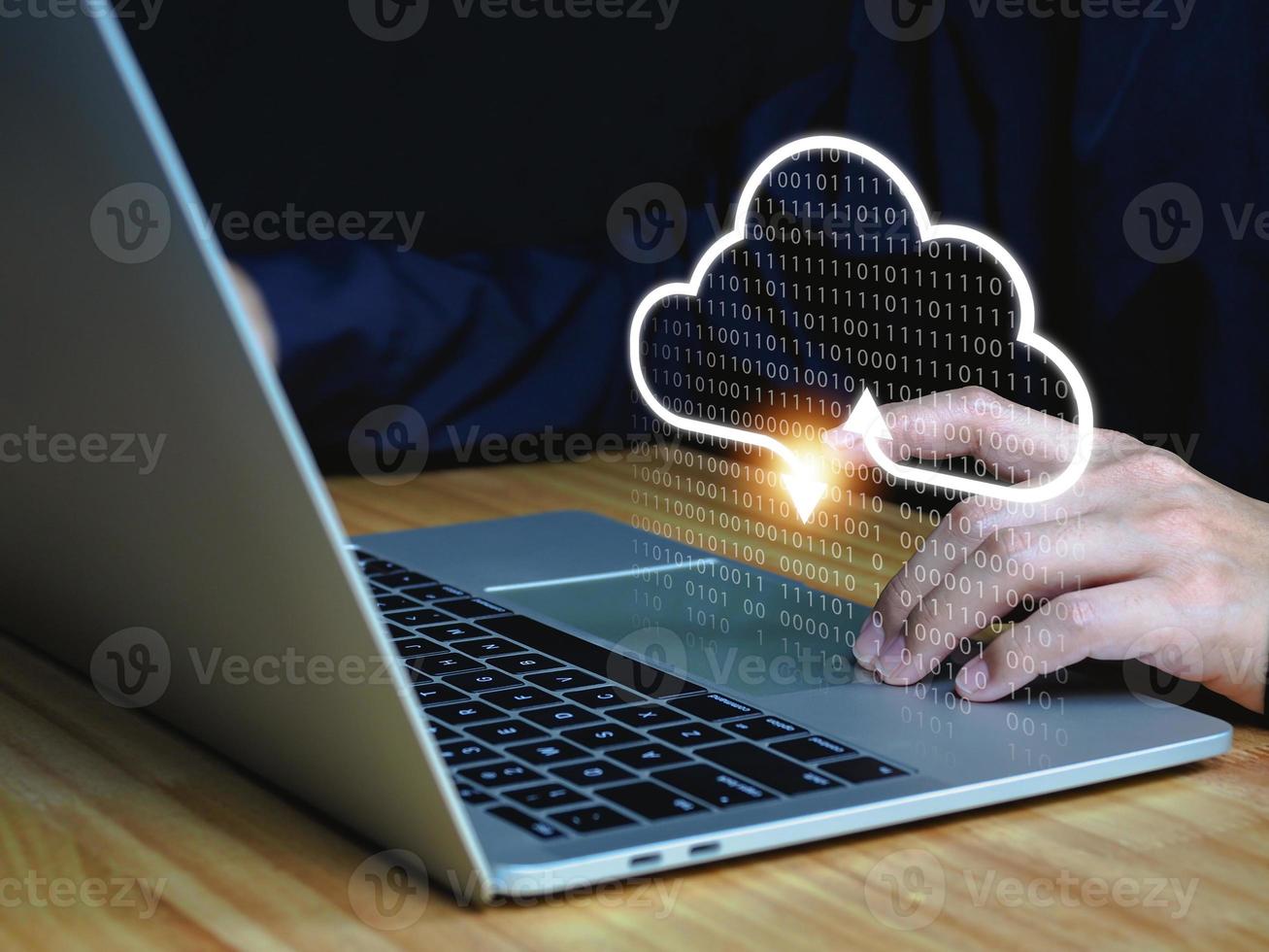 Cloud technology built with computer language. data transmission speed online data security photo
