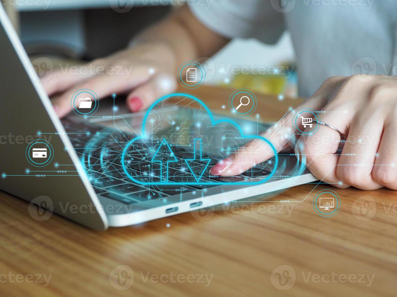 internet storage network technology cloud computing Data transfer by cloud technology Access to massive database storage photo