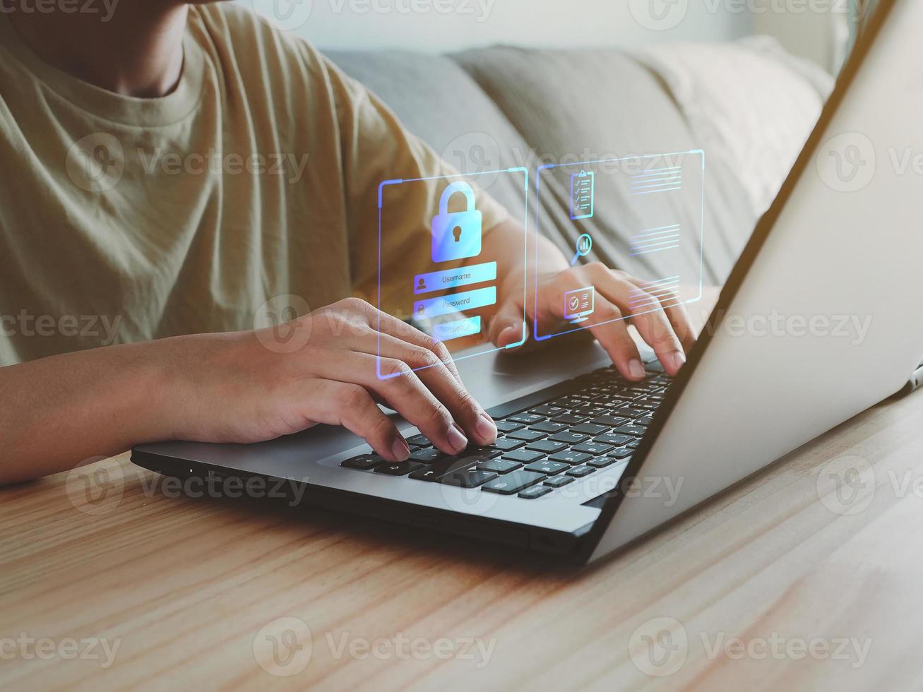 Users currently using Cyber security and privacy concept to protect data. User login access photo