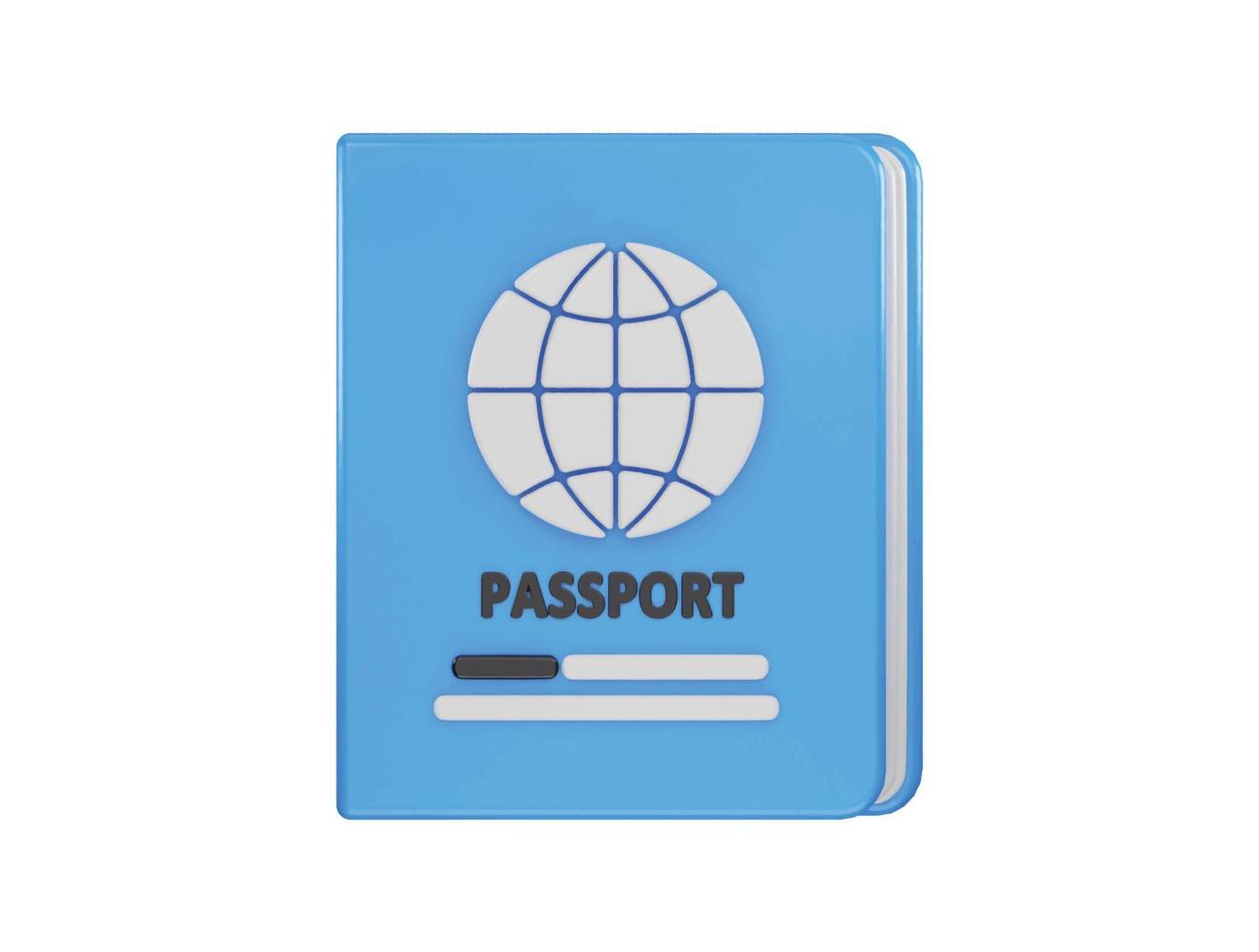 pasaporte icono 3d representación vector ilustración