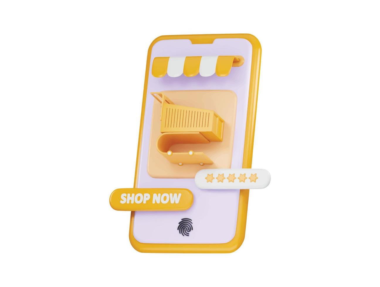 Online shopping concept on 3d smartphone ,digital marketing and business promotion icon 3d render vector
