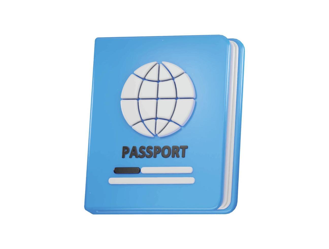 pasaporte icono 3d representación vector ilustración