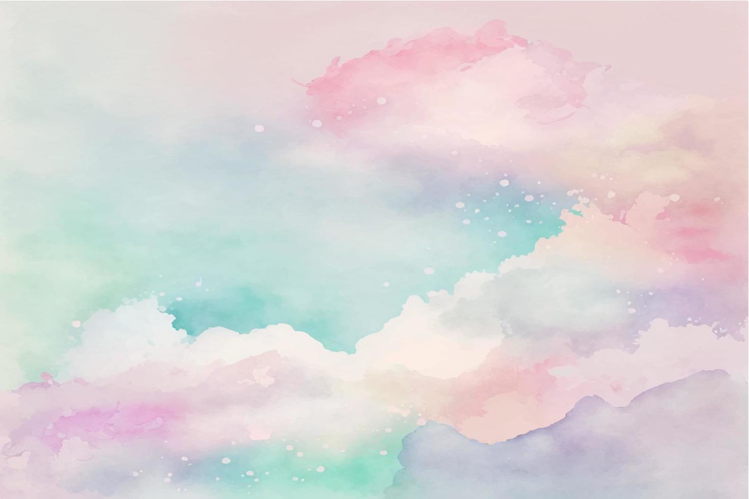 Hand painted watercolor sky cloud background with a pastel colored ...