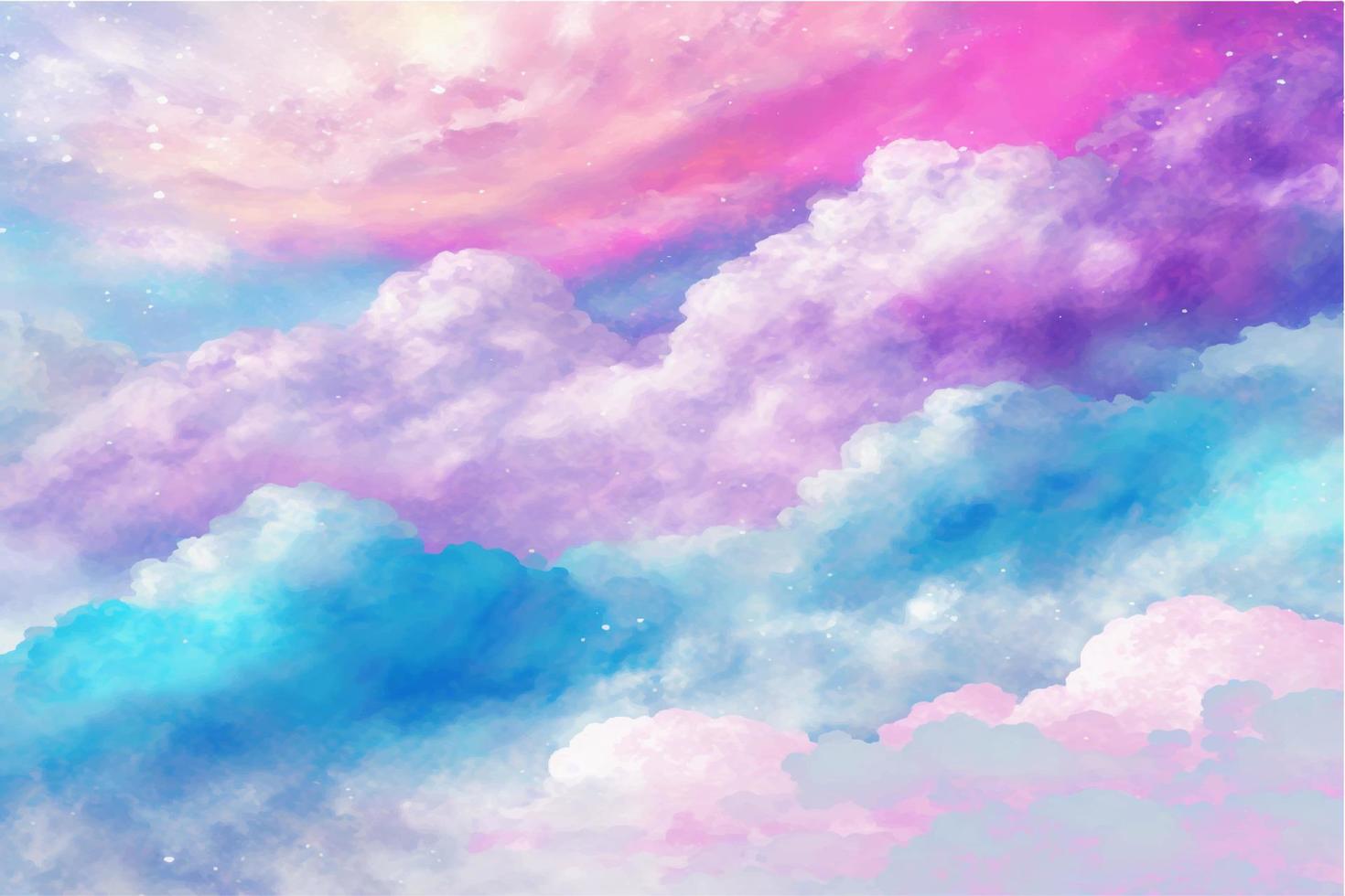 Hand painted watercolor sky cloud background with a pastel colored vector