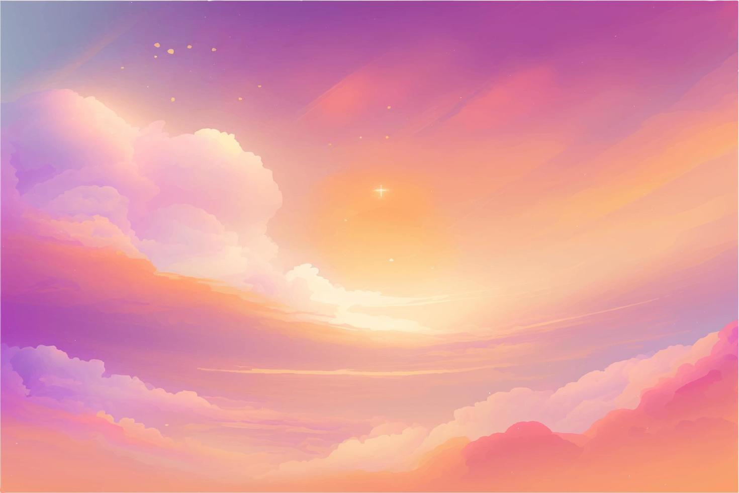 Hand painted watercolor sky cloud background with a pastel colored vector