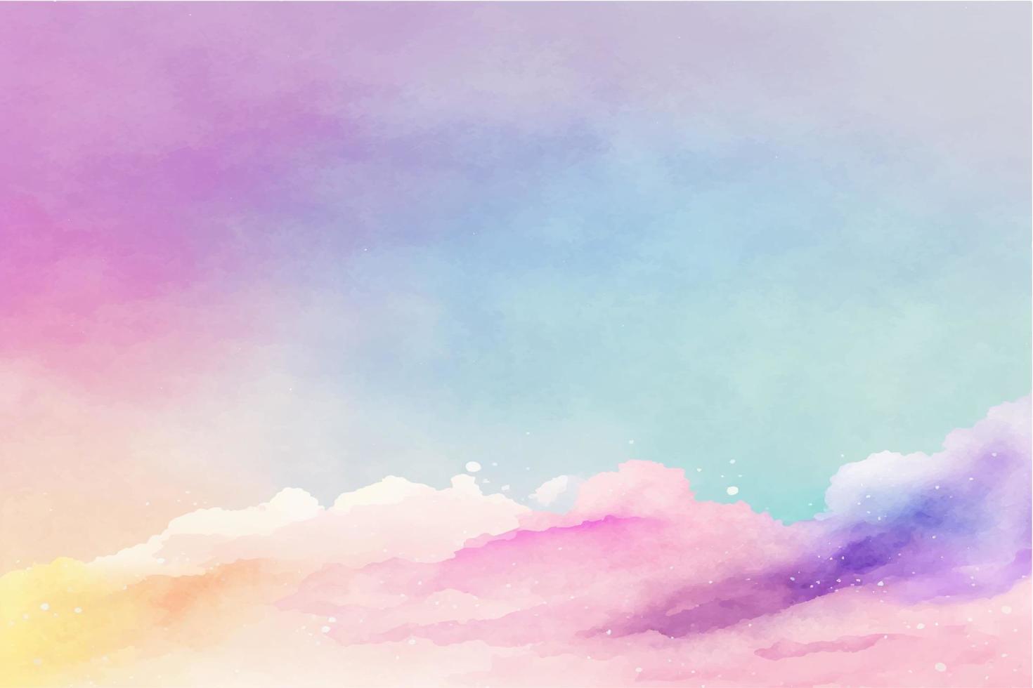 Hand painted watercolor sky cloud background with a pastel colored vector