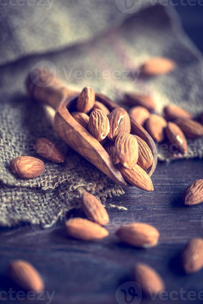 Almonds in a wooden scoop photo