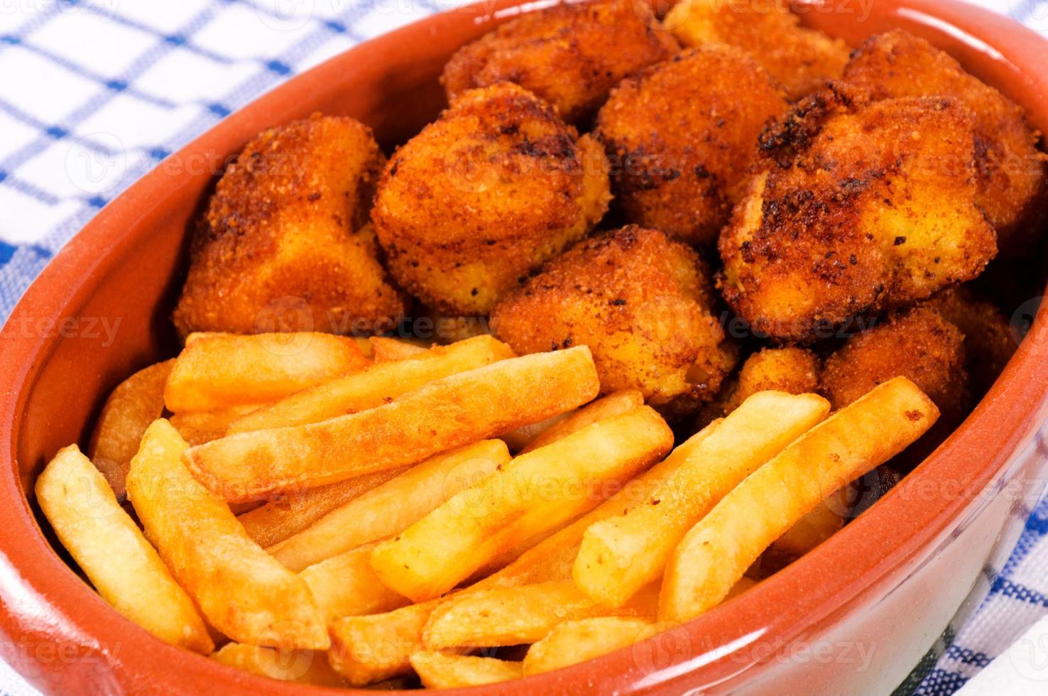 Chicken balls and french fries photo