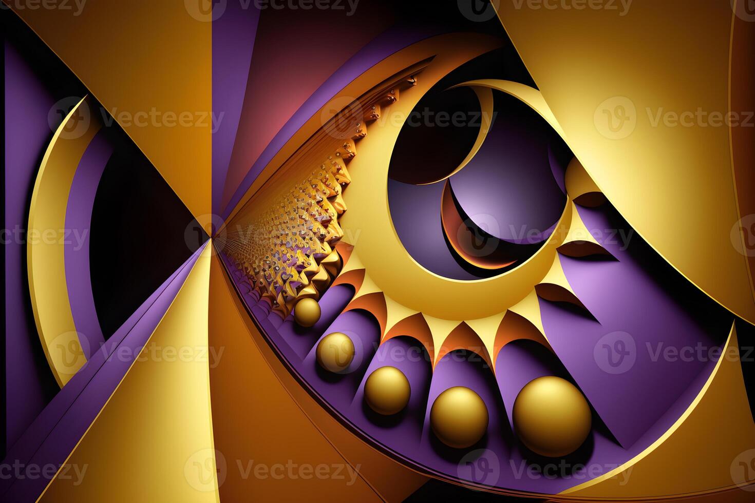 geometric abstract fractal in diffderent gradient colours. Violete, yellow, silver, biege, gold,blue photo