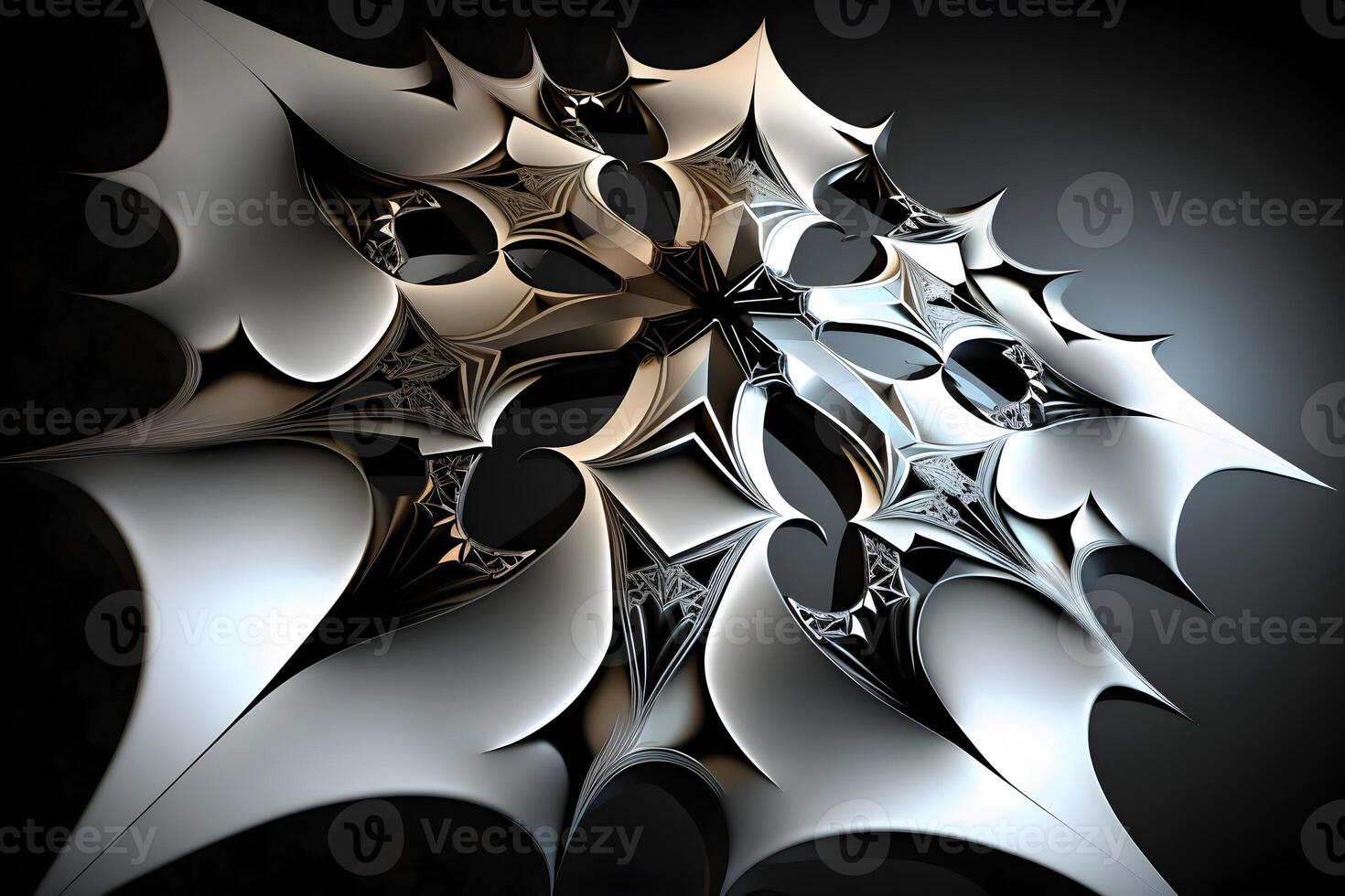 geometric abstract fractal in diffderent gradient colours. Violete, yellow, silver, biege, gold,blue photo