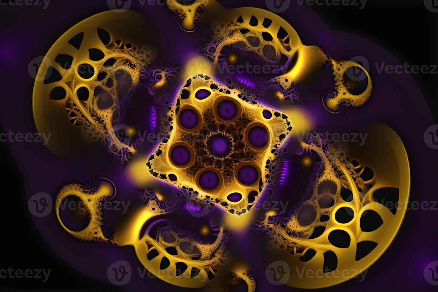 geometric abstract fractal in diffderent gradient colours. Violete, yellow, silver, biege, gold,blue photo
