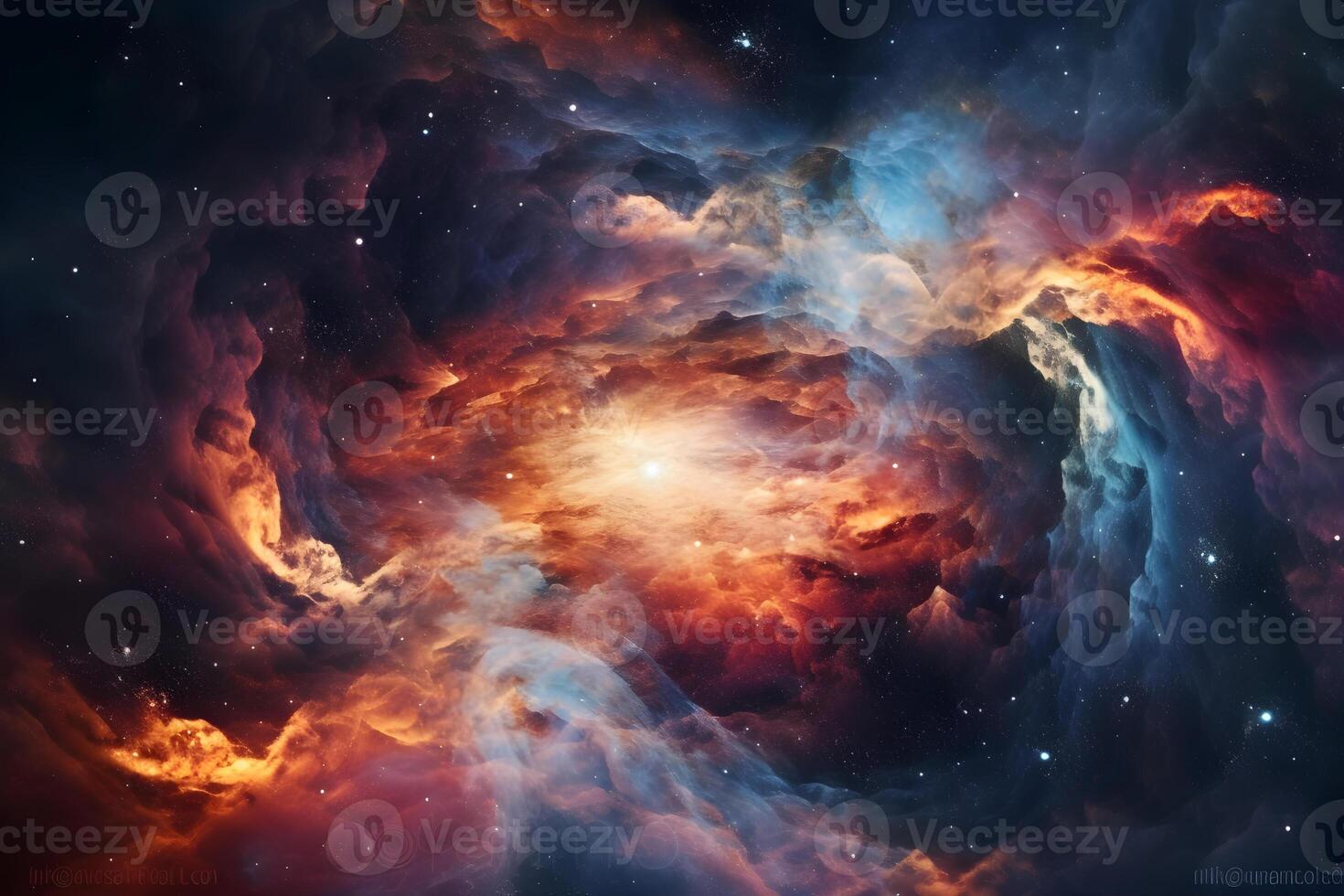 Infinity of space, cosmic nebula stars planets, collision of stars galaxy view photo